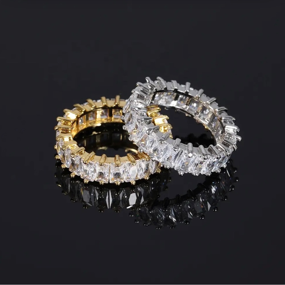 White Gold Plated Cubic Zirconia Tennis Ring